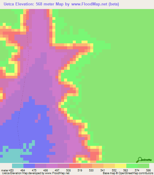 Uetca,Ethiopia Elevation Map