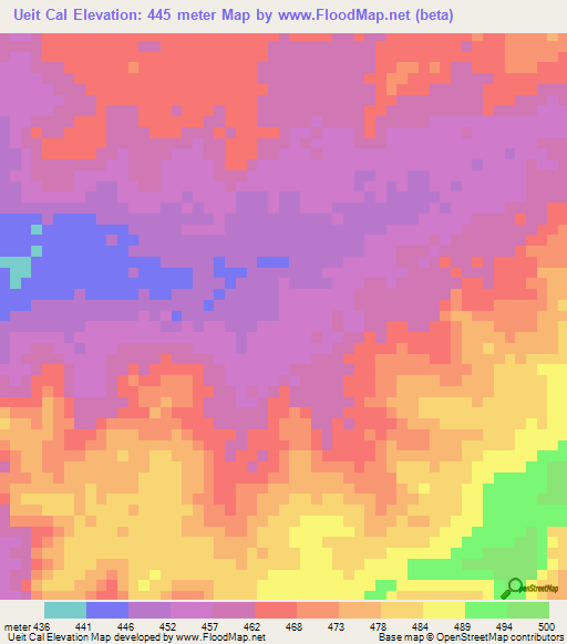 Ueit Cal,Ethiopia Elevation Map