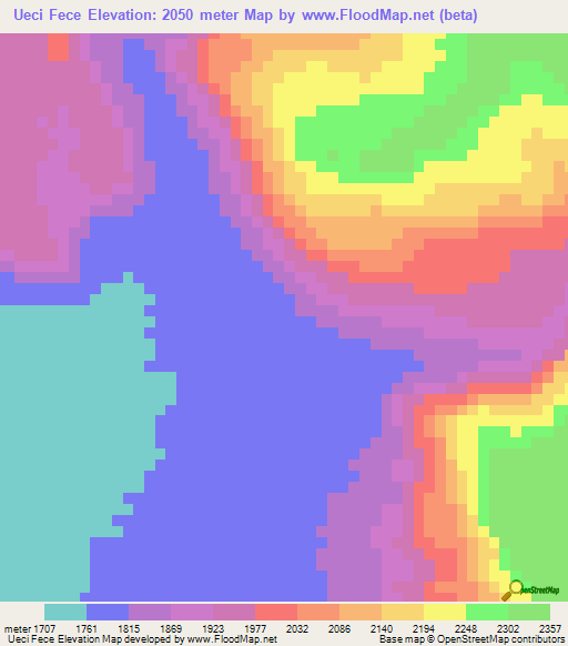 Ueci Fece,Ethiopia Elevation Map
