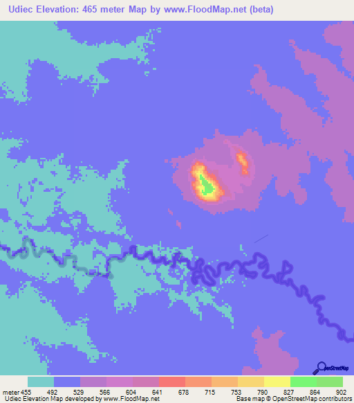 Udiec,Ethiopia Elevation Map