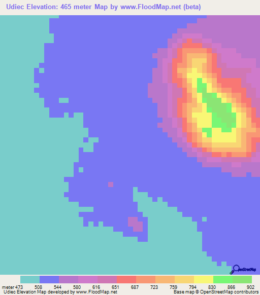 Udiec,Ethiopia Elevation Map