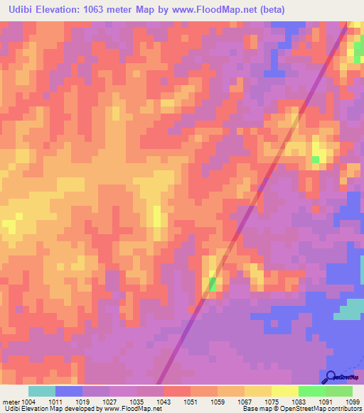 Udibi,Eritrea Elevation Map