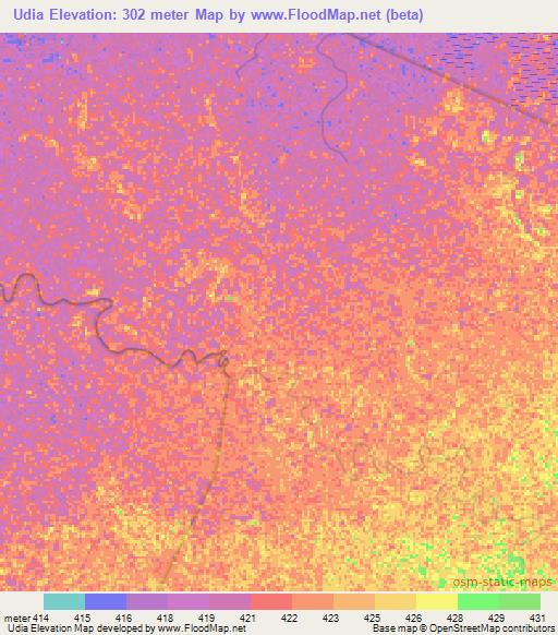 Udia,Ethiopia Elevation Map