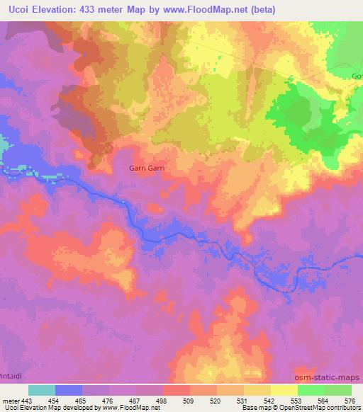 Ucoi,Ethiopia Elevation Map