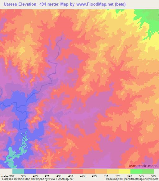 Uaresa,Ethiopia Elevation Map