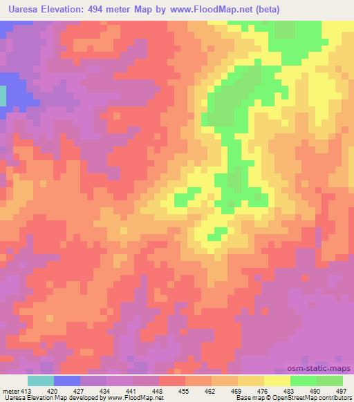 Uaresa,Ethiopia Elevation Map