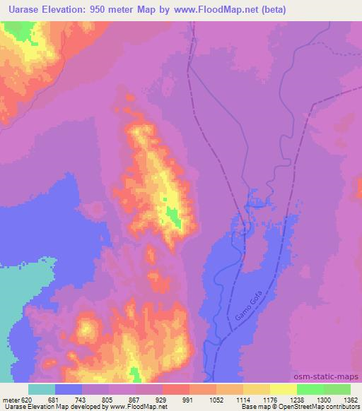 Uarase,Ethiopia Elevation Map