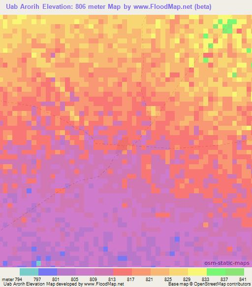 Uab Arorih,Ethiopia Elevation Map
