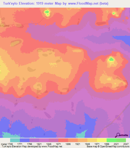 Turk'eylo,Ethiopia Elevation Map