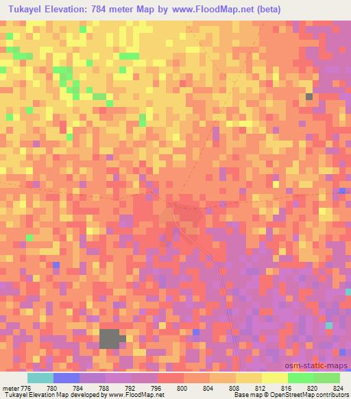 Tukayel,Ethiopia Elevation Map