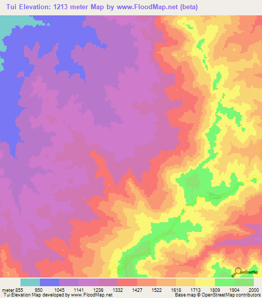 Tui,Ethiopia Elevation Map