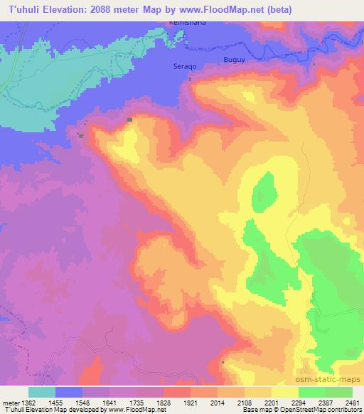 T'uhuli,Ethiopia Elevation Map