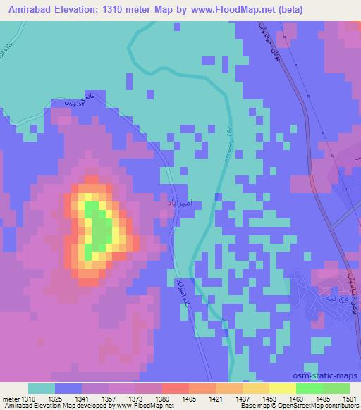 Amirabad,Iran Elevation Map