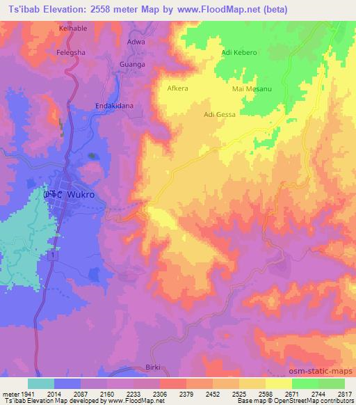 Ts'ibab,Ethiopia Elevation Map