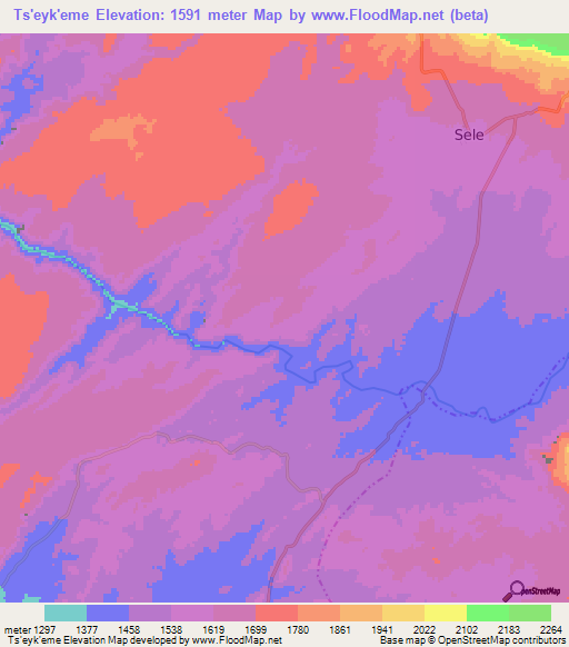 Ts'eyk'eme,Ethiopia Elevation Map
