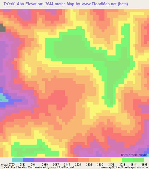 Ts'erk' Aba,Ethiopia Elevation Map