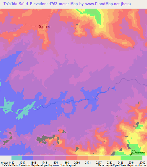 Ts'a`ida Sa`iri,Ethiopia Elevation Map