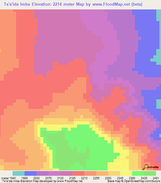 Ts'a'ida Imba,Ethiopia Elevation Map