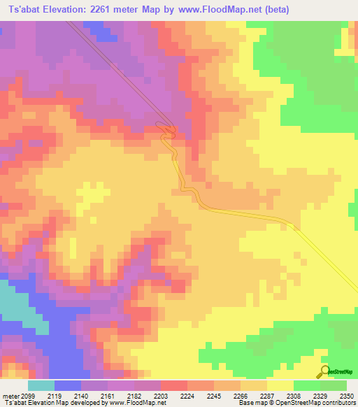 Ts'abat,Ethiopia Elevation Map