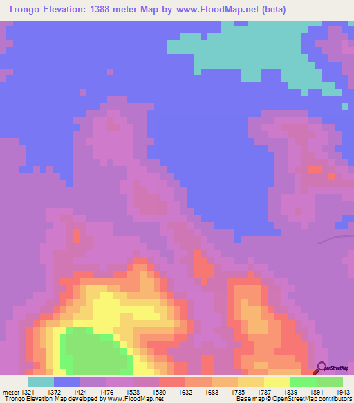 Trongo,Eritrea Elevation Map