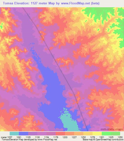 Tomsa,Ethiopia Elevation Map