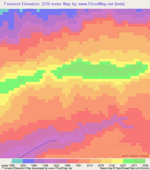 T'omezot,Ethiopia Elevation Map