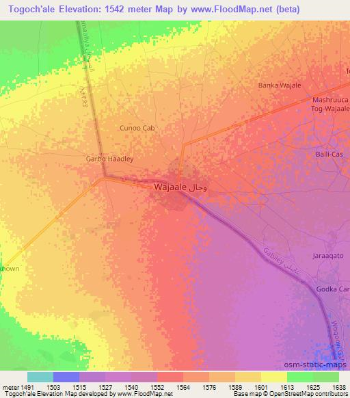 Togoch'ale,Ethiopia Elevation Map