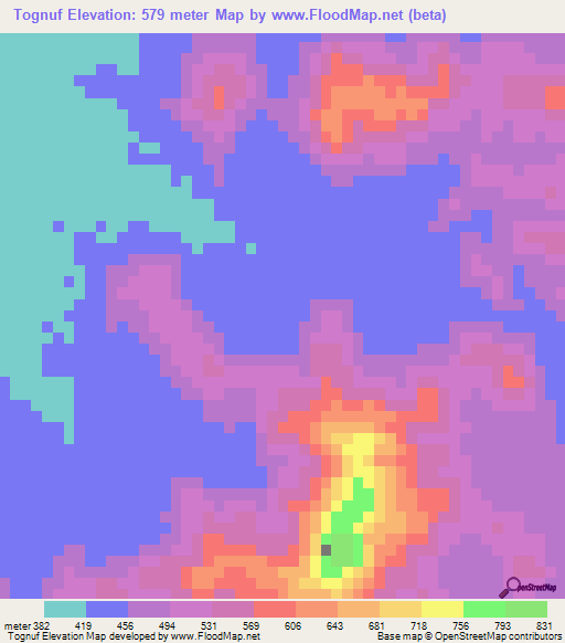 Tognuf,Eritrea Elevation Map