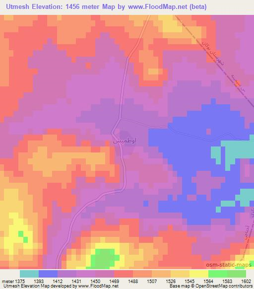 Utmesh,Iran Elevation Map