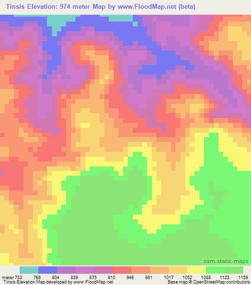 Tinsis,Ethiopia Elevation Map