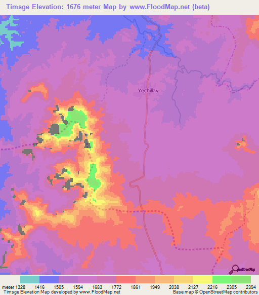Timsge,Ethiopia Elevation Map