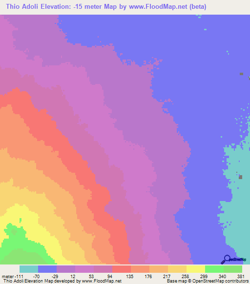 Thio Adoli,Ethiopia Elevation Map