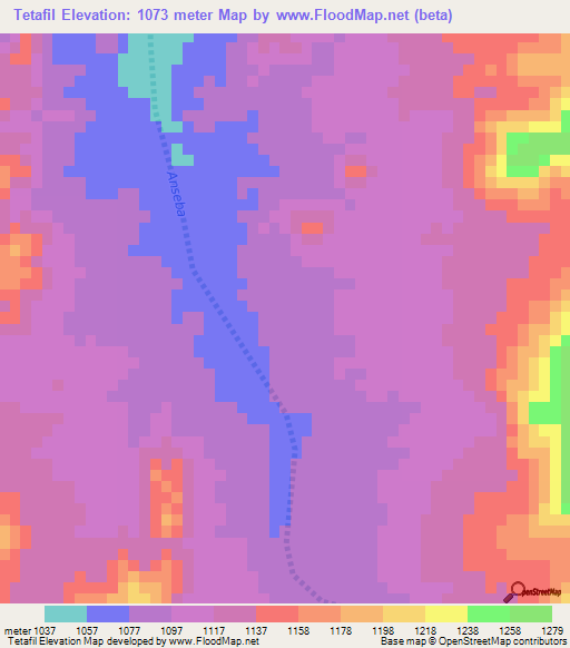 Tetafil,Eritrea Elevation Map