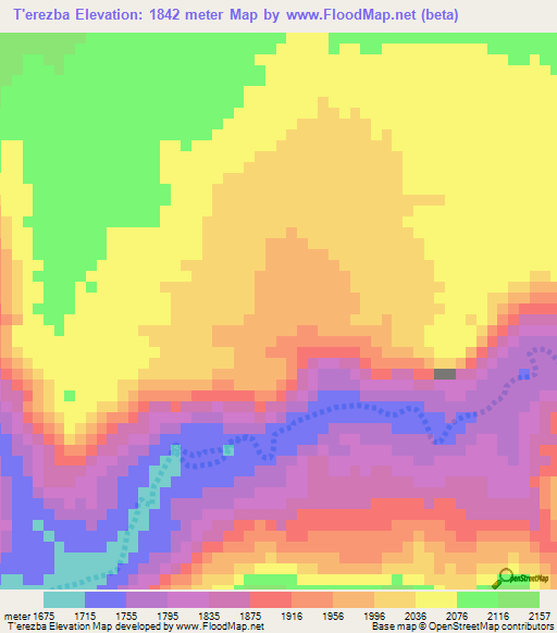 T'erezba,Ethiopia Elevation Map