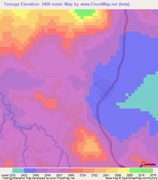 Terenga,Ethiopia Elevation Map