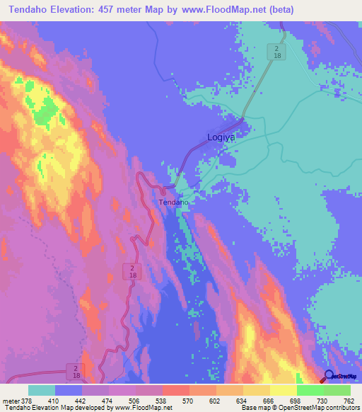 Tendaho,Ethiopia Elevation Map