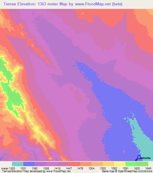 Temsa,Ethiopia Elevation Map