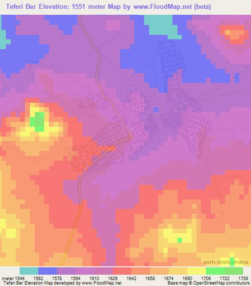 Teferi Ber,Ethiopia Elevation Map