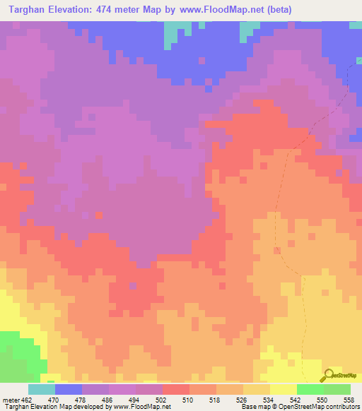 Targhan,Eritrea Elevation Map