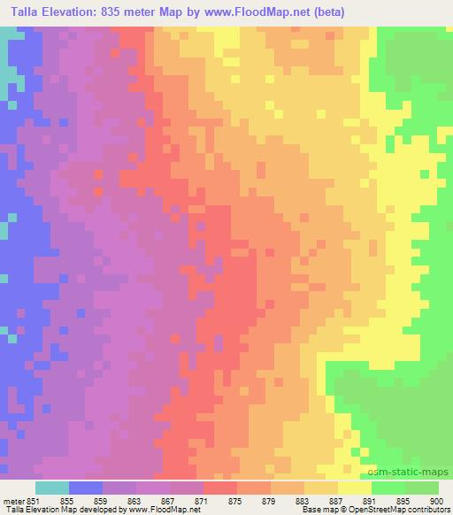 Talla,Ethiopia Elevation Map