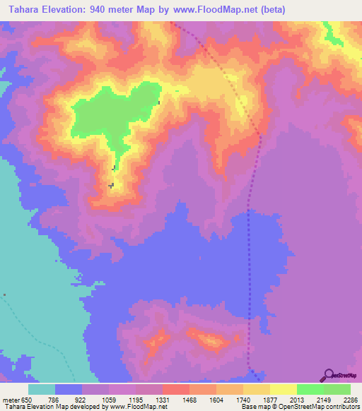 Tahara,Eritrea Elevation Map