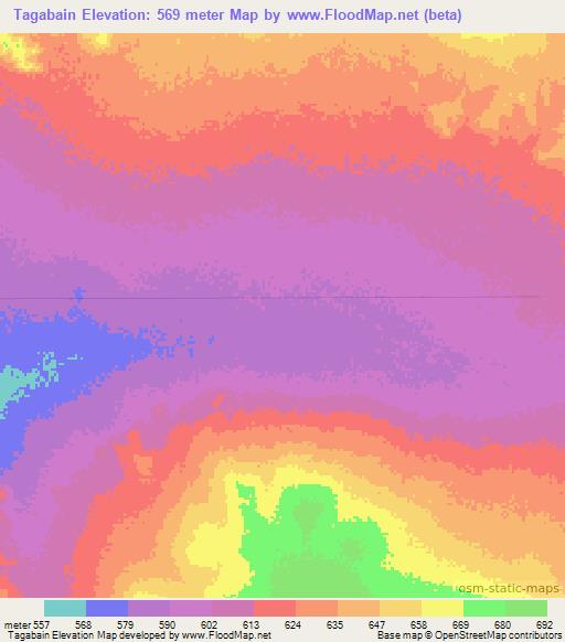Tagabain,Ethiopia Elevation Map