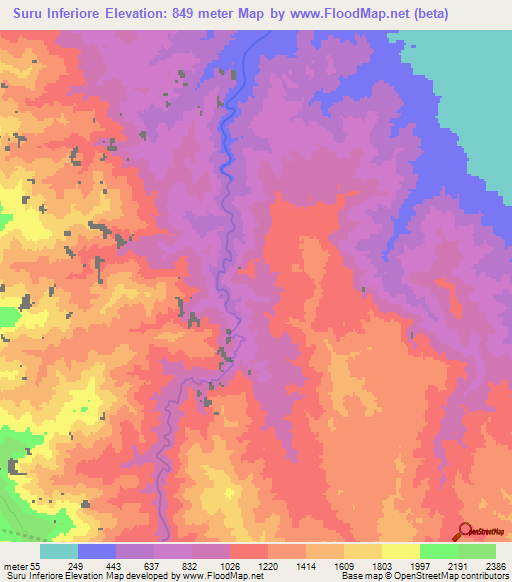 Suru Inferiore,Eritrea Elevation Map