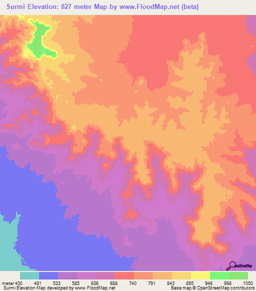 Surmi,Ethiopia Elevation Map