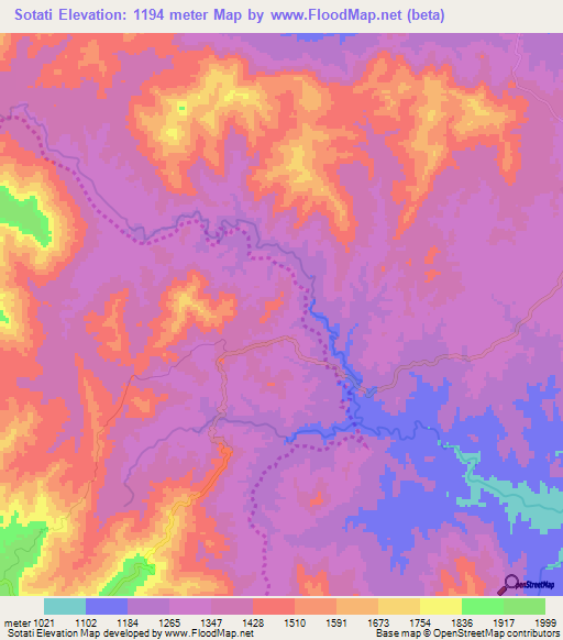 Sotati,Ethiopia Elevation Map