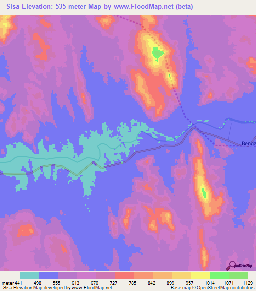 Sisa,Ethiopia Elevation Map