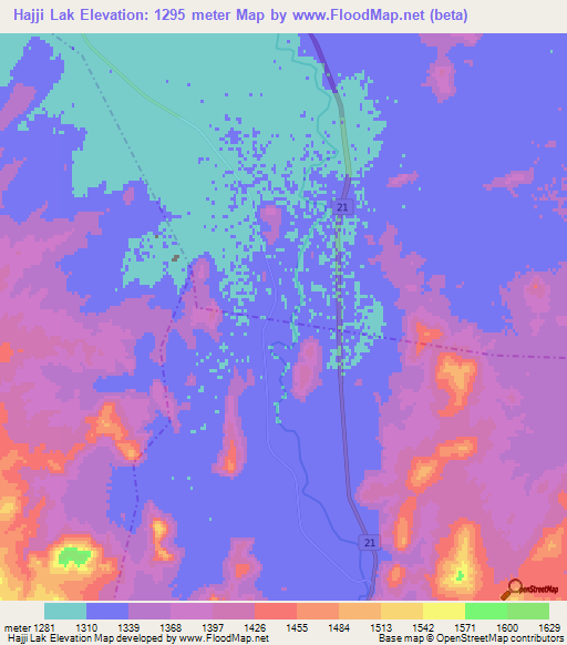 Hajji Lak,Iran Elevation Map