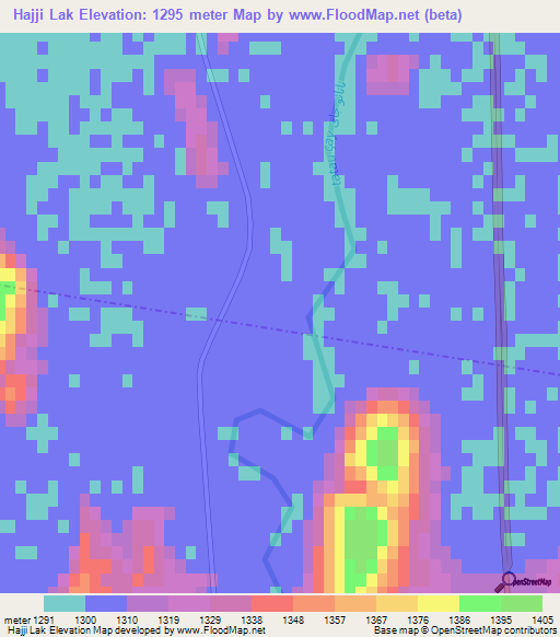 Hajji Lak,Iran Elevation Map