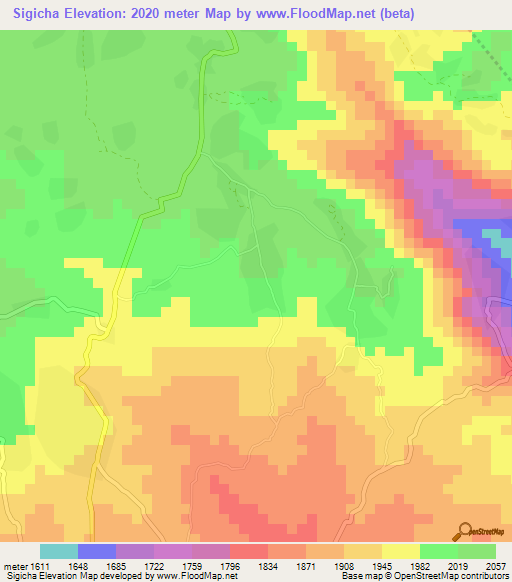 Sigicha,Ethiopia Elevation Map