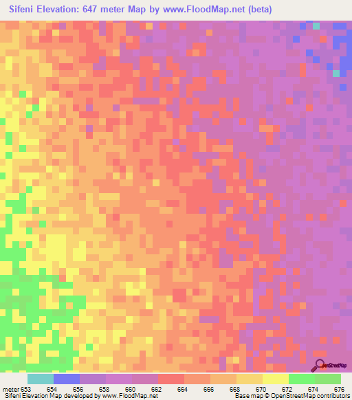 Sifeni,Ethiopia Elevation Map